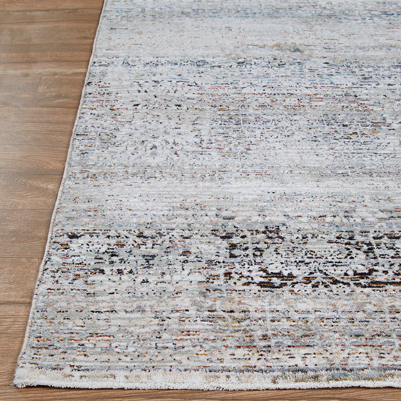 Tapis à franges gris antique Versus, Forme Rectangle : 3 pi 9 po x 5 pi 4 po