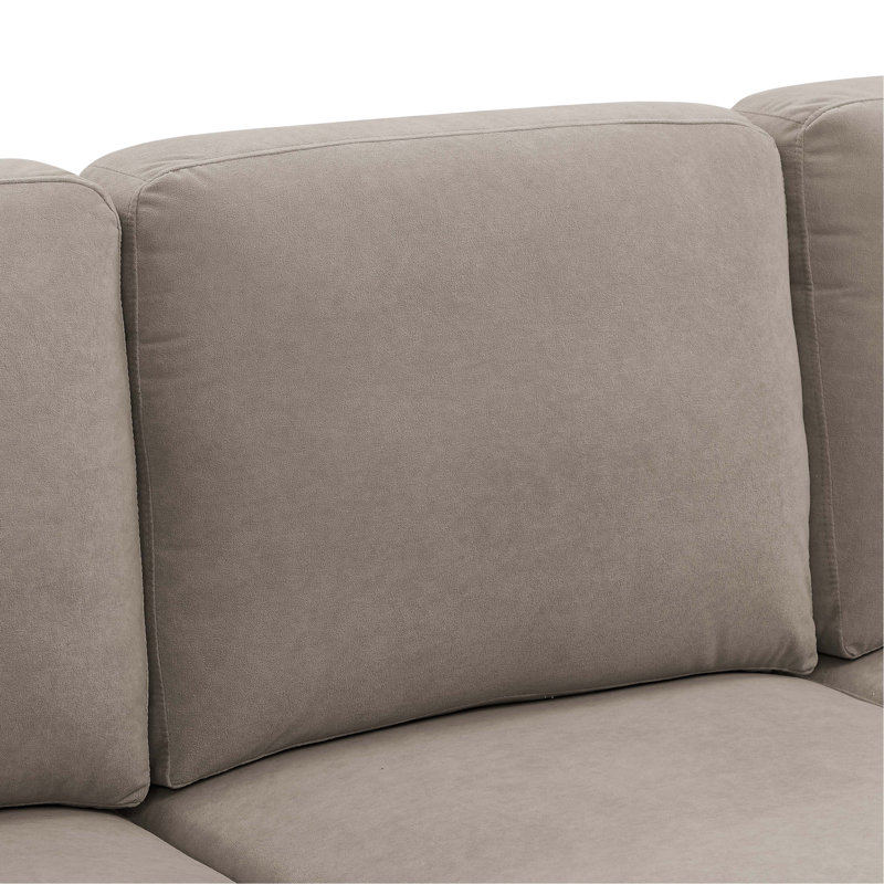 Canapé modulaire en U rembourré de polyester avec pieds en métal, Mélange de polyester kaki