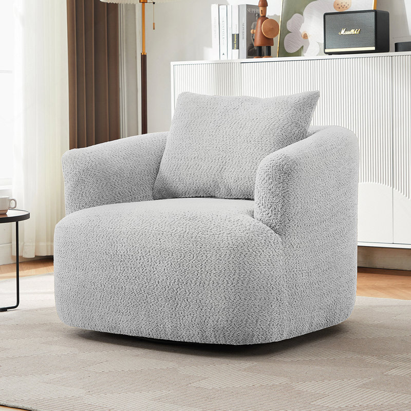 Fauteuil d'appoint pivotant à 360 ° avec sièges profonds, accoudoirs ergonomiques et revêtement capitonné pour le salon ou le bureau.