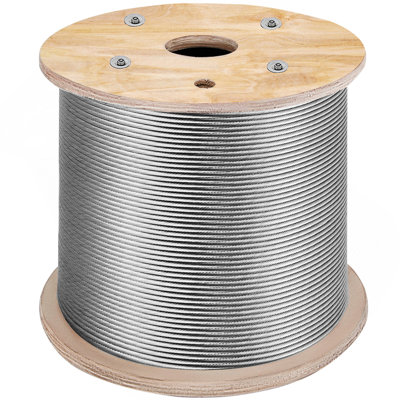 Stainless Steel Cable Railing 1/8"X 500Ft, Wire Rope 316 Marine Grade, Braided Aircraft Cable 1X19 Strands Construction For Deck Rail Balusters Stair Handrail Porch Fence
