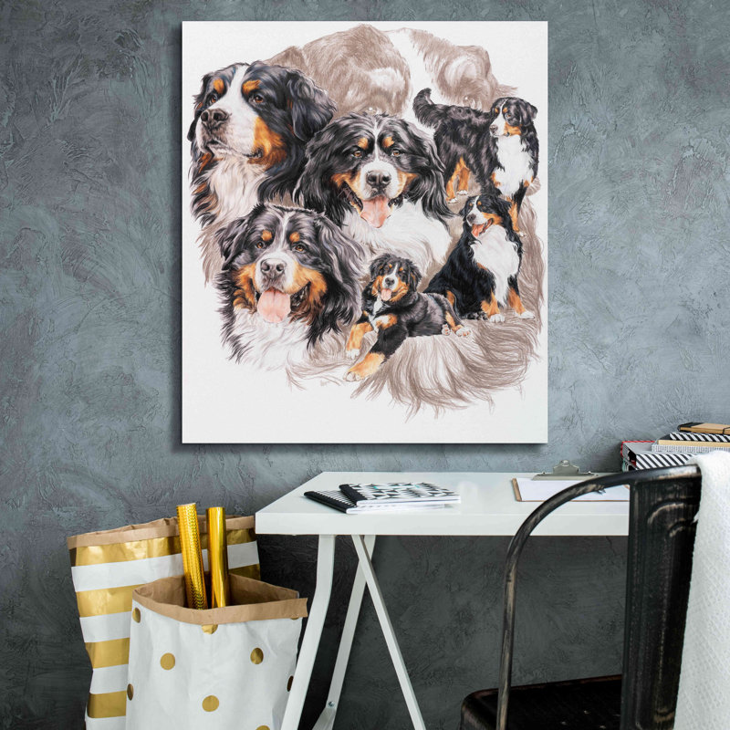 «Bernese Mountain Dog with Ghost» par Barbara Keith - reproduction d'art sur toile tendue
