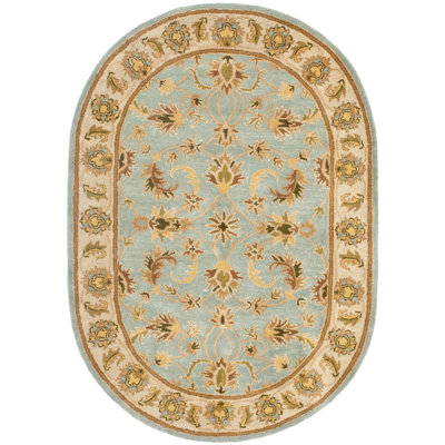Cranmore Hand Tufted Wool/Cotton/Latex Oriental Rug in Light Blue/Biege