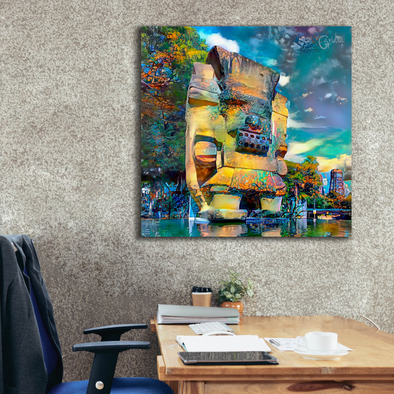  «Mexico City Tlaloc» par Pedro Gavidia, art mural sur toile, 37 po x 37 po, H 37 po x l 37 po