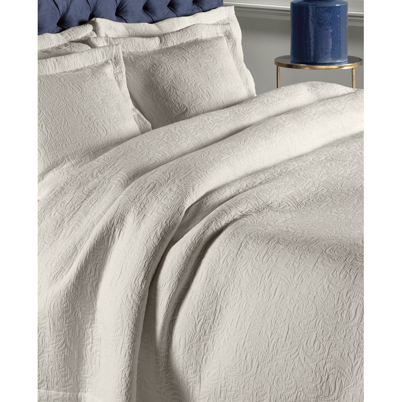 Aquavia Cotton Blend Solid Colour Bedspread, Linen, 250 x 270cm Bedspread