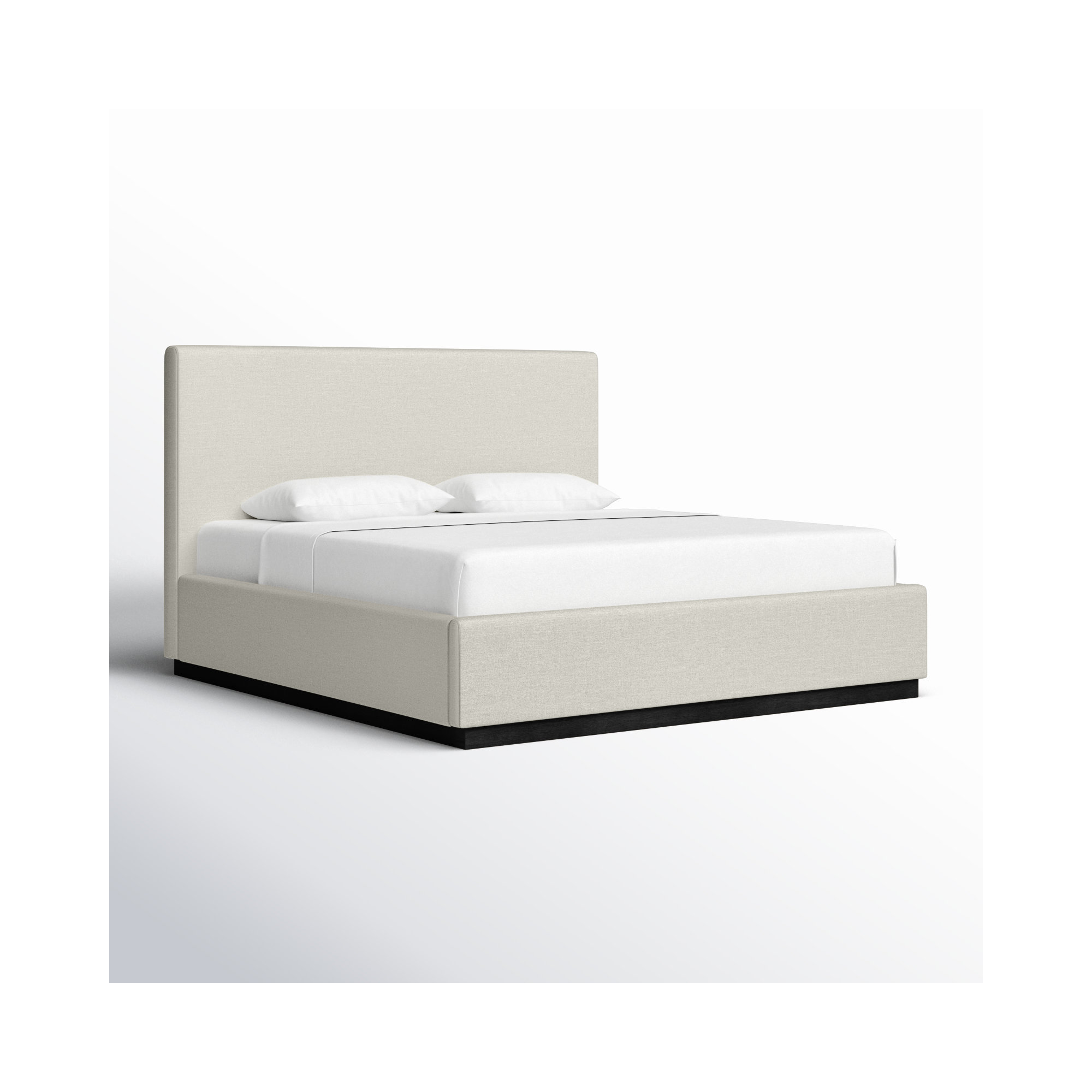 Citori Upholstered Panel Bed, King, Beige Linen Textured Fabric