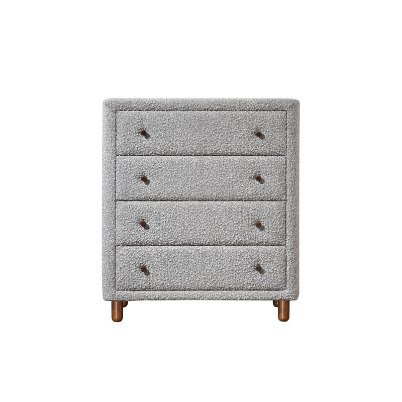 Commode rembourrée 4 tiroirs grise