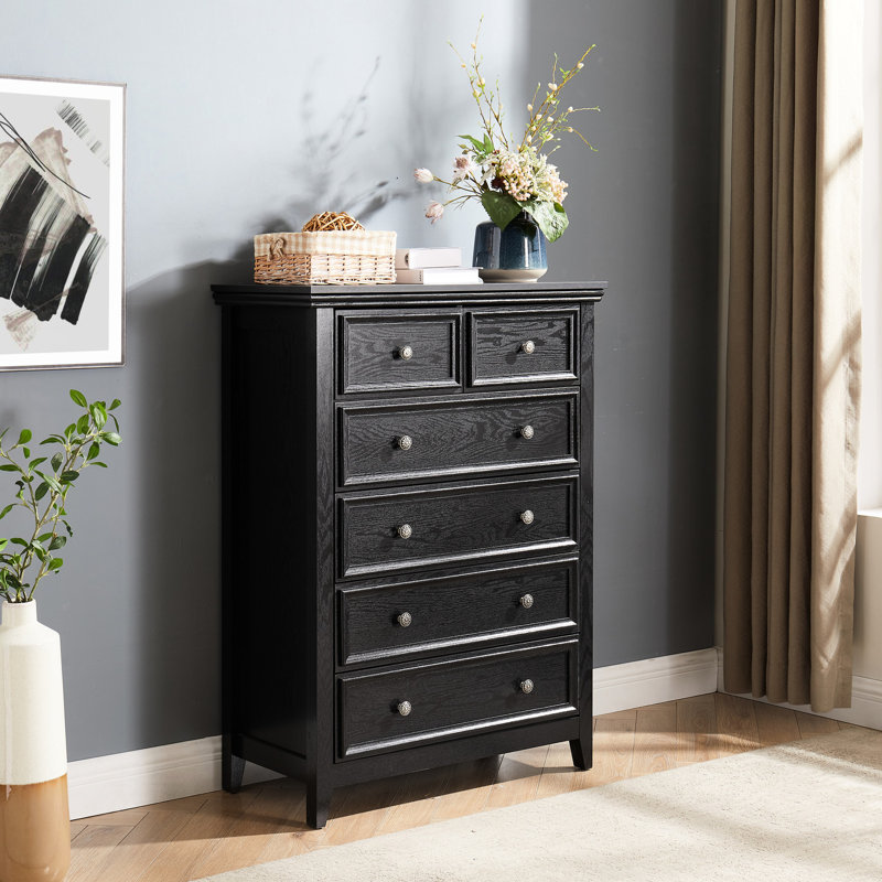 Commode de rangement moderne à 6 tiroirs - noire. Grattage - Finition. Beaucoup d'espace. Tiroirs l 31,5 po x P 15,61 po x H 44,3 po