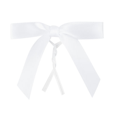 Restaurantware-Gift Tek 3 x 2.5 Inch Satin Ribbon Bows, 4000 Twist Tie Bows - Pre-Tied, Vibrant, White Polyester Gift Wrapping Bow, For Treat Bags, Crafts, Packages, Decoration
