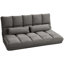 Chaise réglable, lit pliant gris foncé, 2 coussins, peu encombrant, canapé convertible avec structure stable