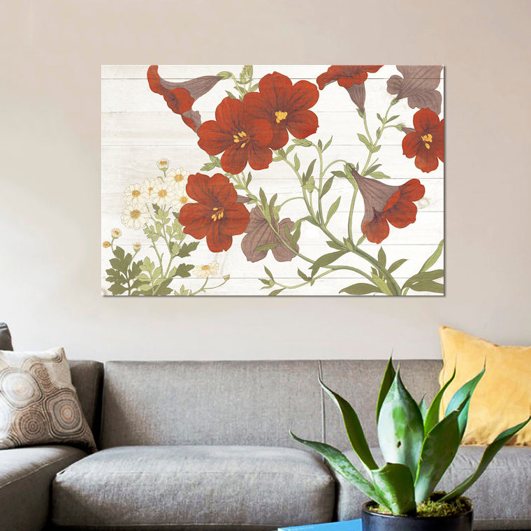«Summer Salpiglossis Cottage» par Wild Apple Portfolio - impression sur toile tendue, H 12 po x l 18 po x P 1,5 po