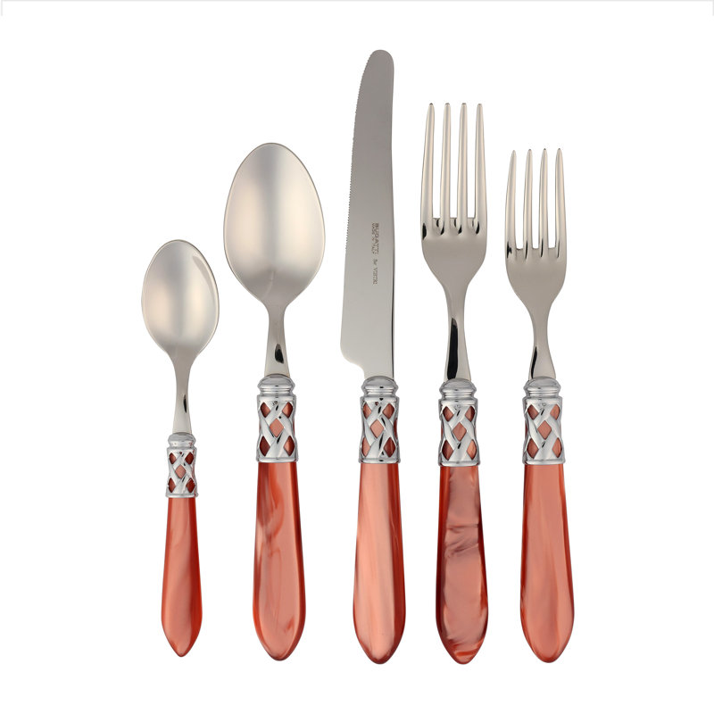 VIETRI Aladdin Stainless Steel Flatware Set, Red