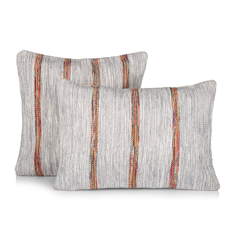 Chancey Striped Cushion Cover, Grey/Mehroon