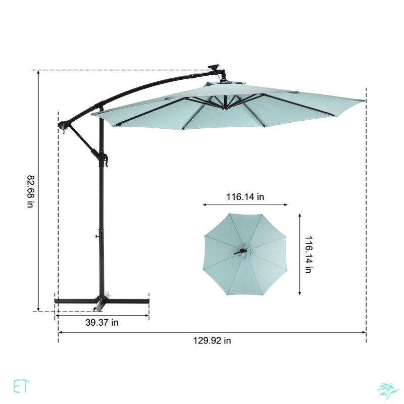 Parasol de marché à DEL 10 pi, Vert clair