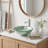 17" Green Textured Tempered Glass Round Vessel Bathroom Sink