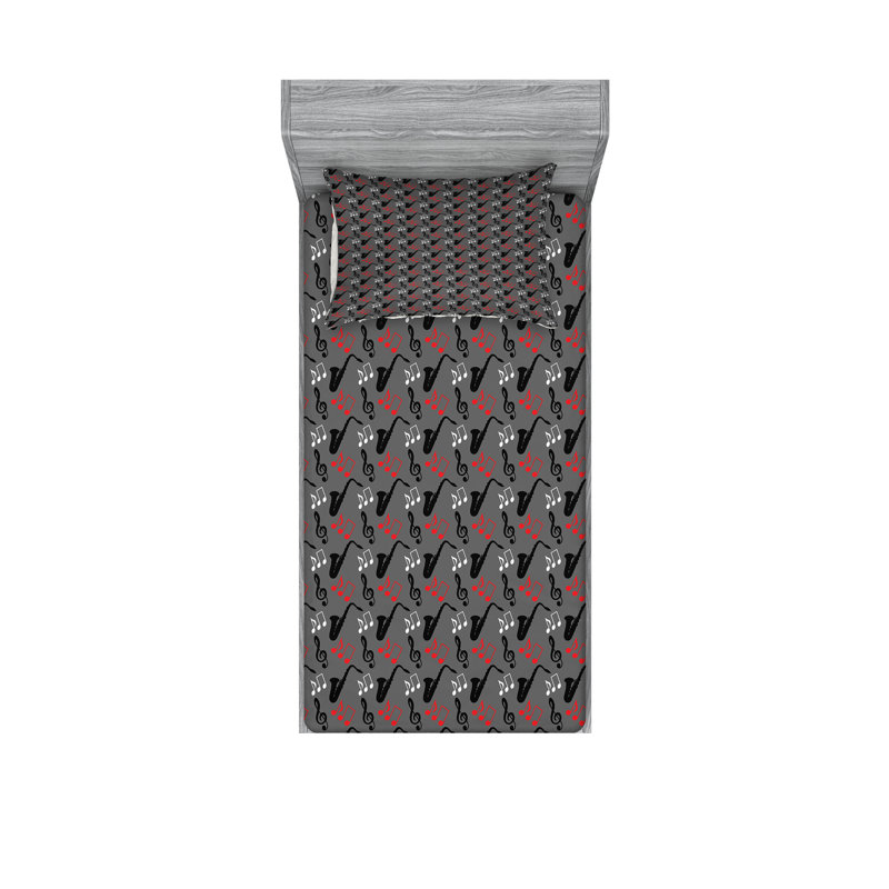 Drap-housse et coussin décoratif Ambesonne, Ensemble de draps-housses pour lit simple + 2 taie