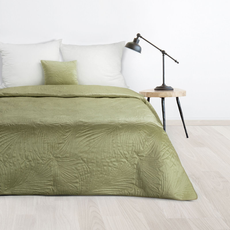 Preble Polyester No Pattern Bedspread, W170 x L210cm, Light Green