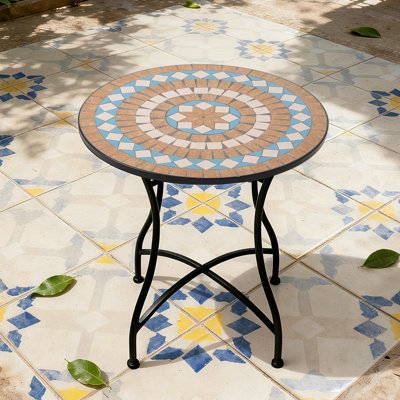 The 24"D Vitality Artwork Unique Mosaic Pattern All-season Patio Bistro Table