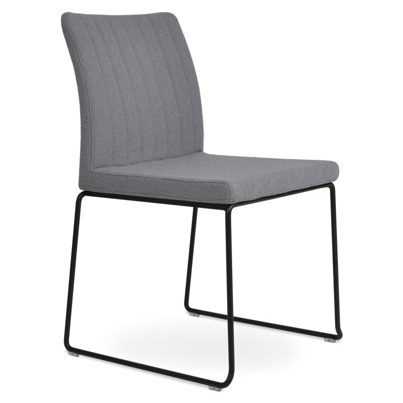 Chaise de salle à manger empilable Zeyno, Noir, Boucle gris