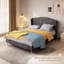 Structure de lit rembourrée en tissu de velours doux et tête de lit épaisse rembourrée, fabrication durable sans bruit avec support de matelas robuste