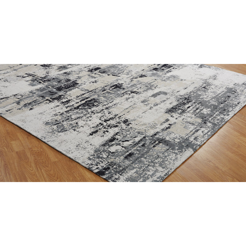Shondra Cotton Area Rug in Gray, Rectangle 9'6" x 13'