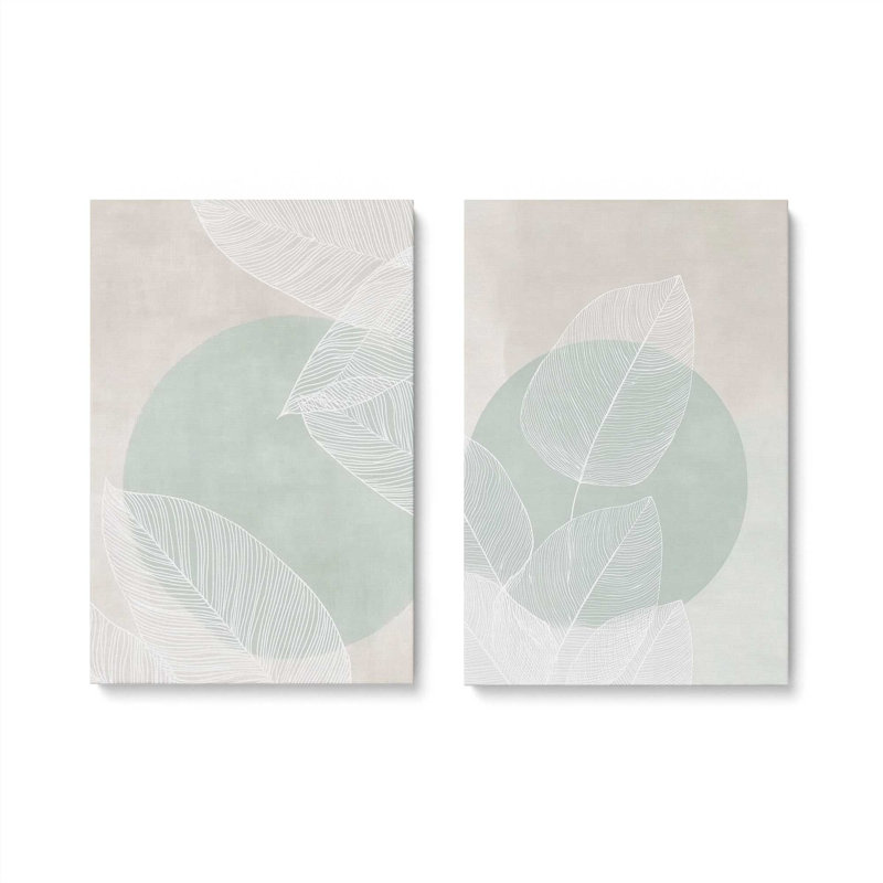 Ensemble de 2 impressions Soft Leaf Stillness, 12 po x 8 po, Toile tendue