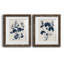 Bleu marine et feuilles de lin II - ensemble de 2 reproductions d'art sur papier encadré-1462973634-1462973632