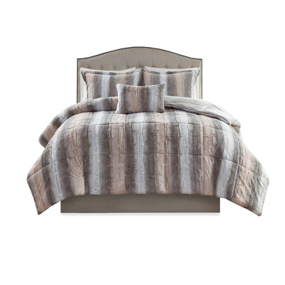 Cozy Faux Fur Comforter Full/queen - Fill 100% Fabric Includes Comforter, 2 Shams, And Pillow Check For Colorfastness Luxury Ultra Soft Filling 4pc With Washable