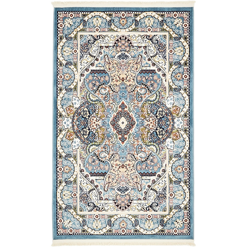 Tapis bleu marine / ivoire Eleanor, Blue, Rectangle 3 pi 1 po x 5 pi 3 po