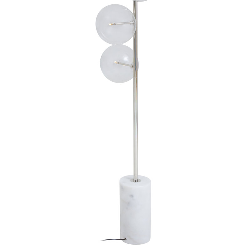 Anselma 190cm Column Floor Lamp, Silver/White