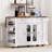 Farmhouse-Style Rolling Kitchen Island With Drop Leaf, Tempered Glass Cabinets, Built-In Power Outlets, Adjustable Shelves, And Five Open Racks For Flexible Storage.-1753313521