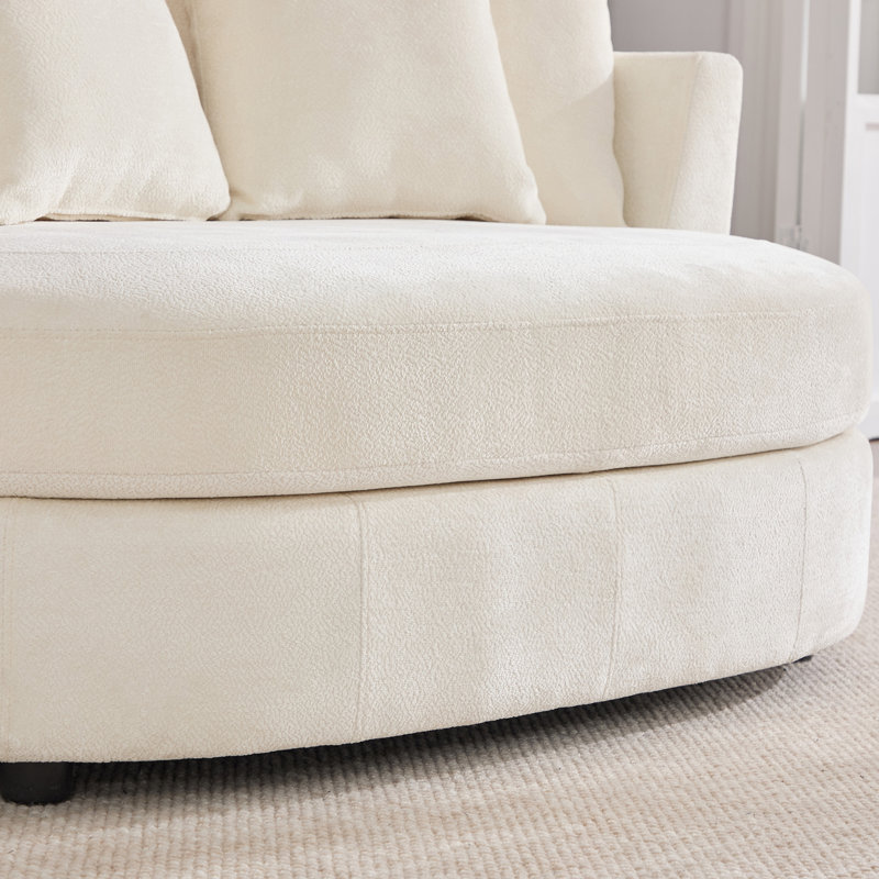 Oversized Chenille Accent Chair Barrel Lounge Chair with Spring Cushion Support, Upholstered Wide Seat Chair, 500 lb Weight Capacity