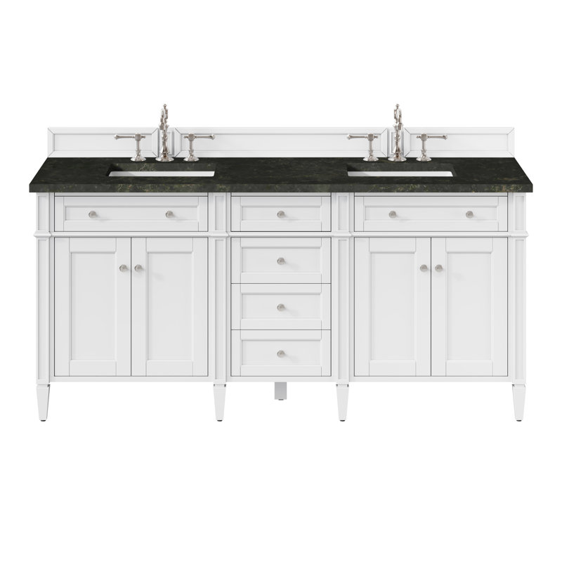 Meuble-lavabo double l 72 po Dussault, Blanc brillant, 8 po, Phantome Eclos