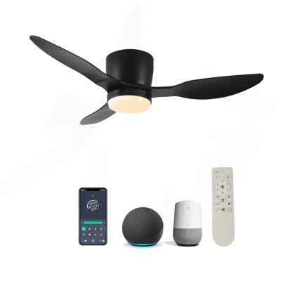 42" Smart Flush Mount Ceiling Fans With Lights Remote