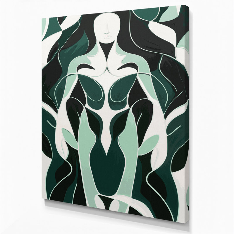Abstract Figurative 92 Green Canvas Wall Art, 14" H x 11" W