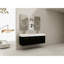 Meuble-lavabo de 60 po avec support de rangement, lavabo double en résine, finition châtaignier noir, charnières à fermeture douce, matériau en pouces, châtaignier, meuble-lavabo mural, portes, fabrication en contreplaqué