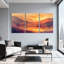 «Landscape & Nature Sunset Mountains Lake Reflection Birds Sky Gradient Colors», ensemble de 3 impressions sur toile-1325567979