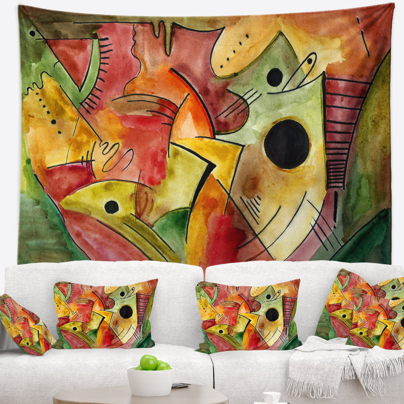 Tapisserie d'humeur stimulante abstraite, H 32 po x l 39 po