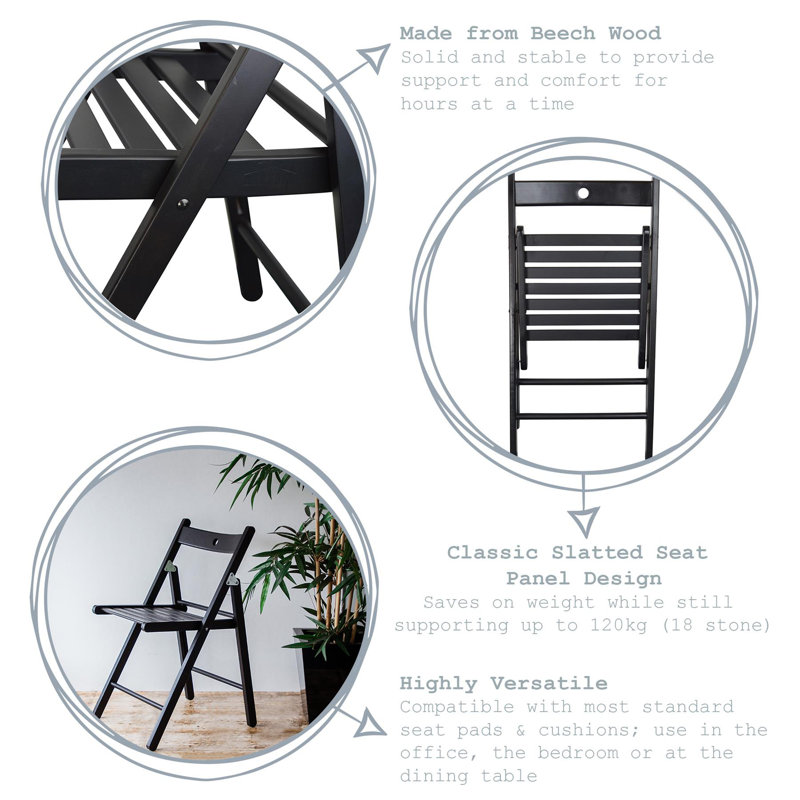 Plastic / Resin Padded Stackable Folding Chair Folding Chair, Black