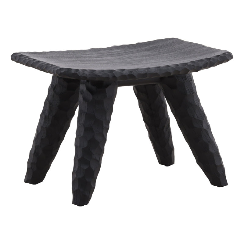 Quillan Mindi Wood Stool, Black