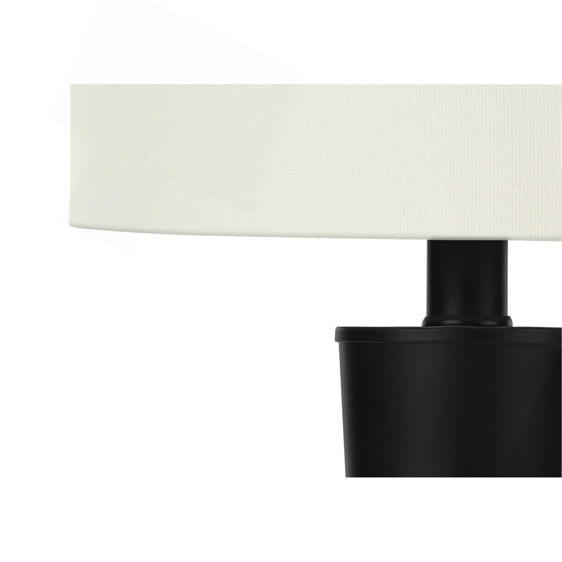 Éclairage, ensemble de 2, H 24 po, lampe de table, port USB inclus, métal noir, abat-jour ivoire / crème, contemporain, Noir