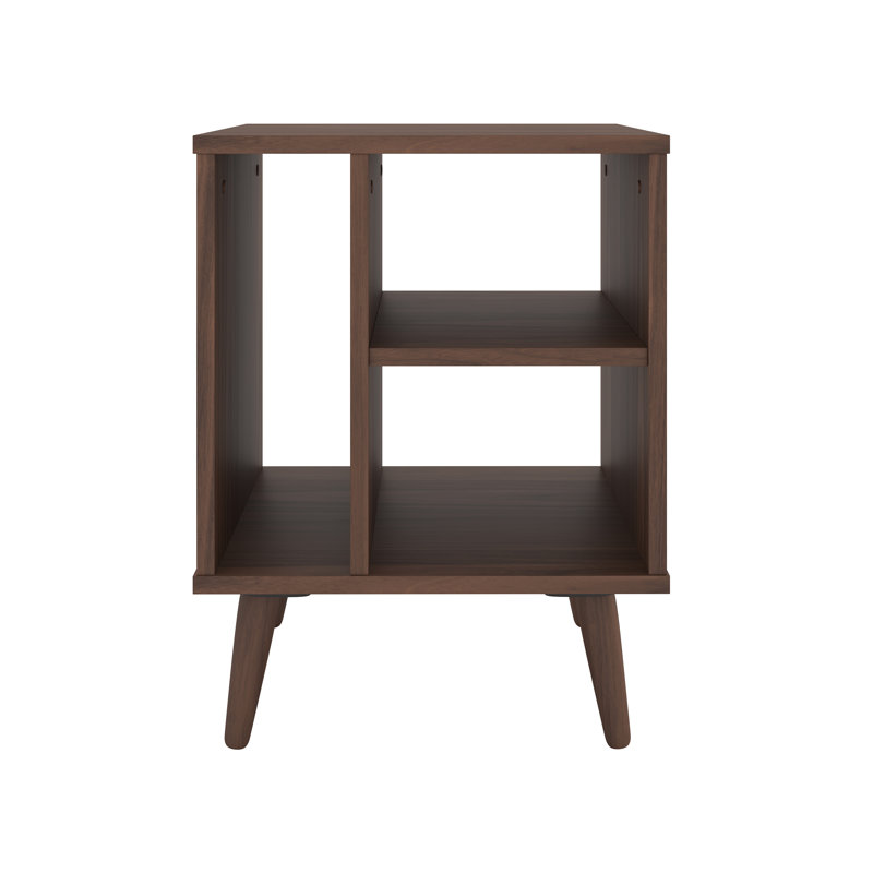 Warwick Geometric Open Bedside Nightstand End Table, Walnut