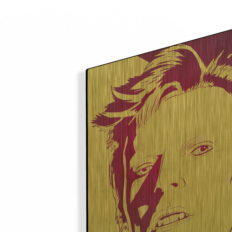 «David Bowie» par Giuseppe Cristiano, art mural en métal doré, 16 po x 24 po, 16 po x 24 po