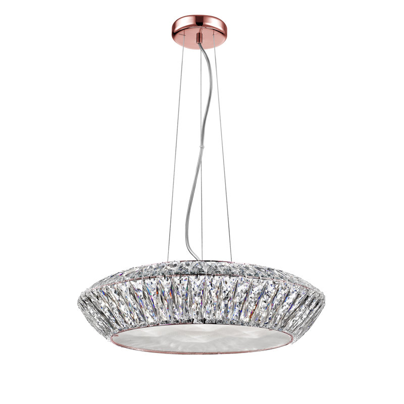 5 - Light LED Crystal Pendant, Rose Gold