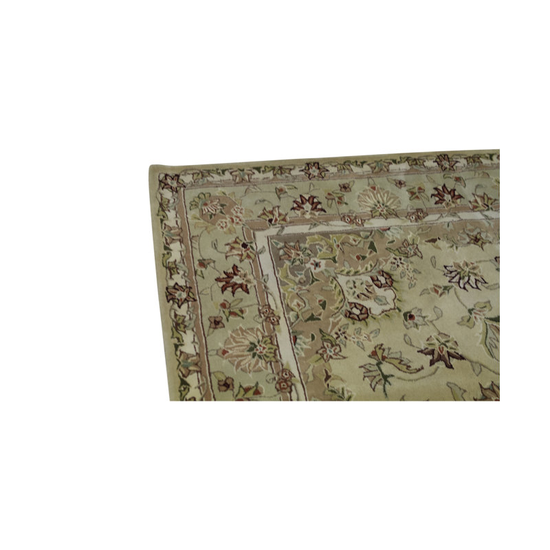 Tapis doré et vert clair noué à la main de haute qualité