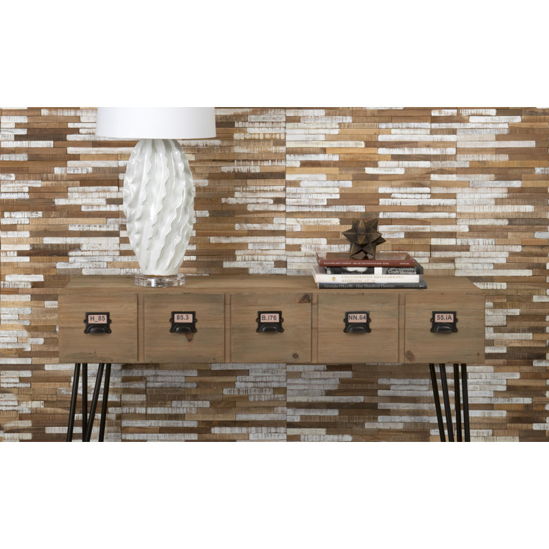 Panneau mural en bois teck 23,62" brun et gris Terra