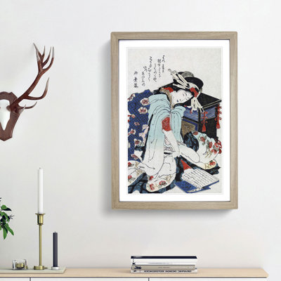 Woman Reading by Katsushika Hokusai - Framed Print