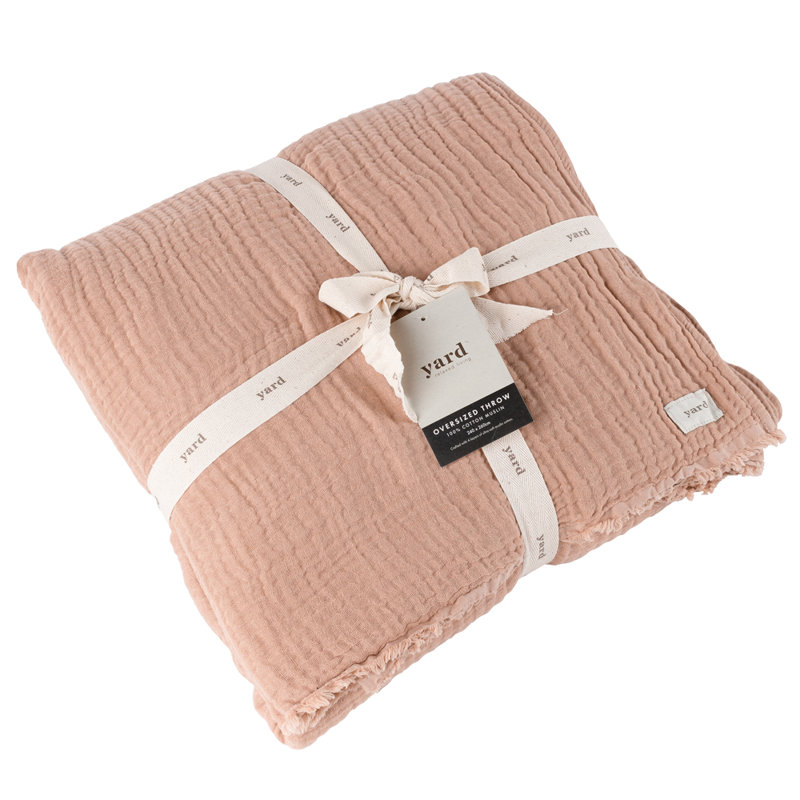 Knitted Throw Blanket, Pink, W240 x L260cm