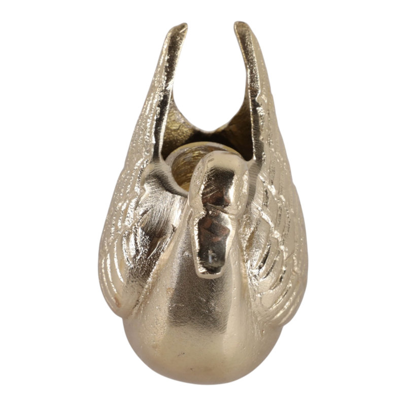 Bougeoir décoratif en métal en forme de cygne pour table - Bougeoir sculptural glamour pour salon ou cuisine - 12,5 cm, doré