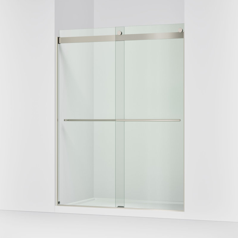 Levity Plus Less Sliding Shower Door, 77-9/16 In. H X 56-5/8 - 59-5/8 In. W, With 5/16 In.-Thick Crystal Clear Glass, Nickel