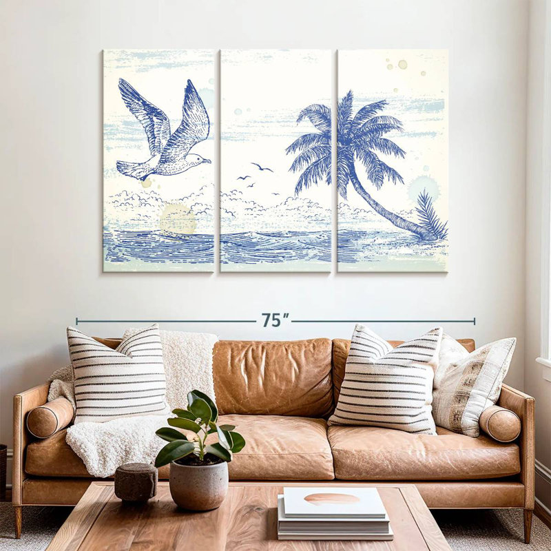 Brampt Summer Beach Drawing, 42" H x 65" W